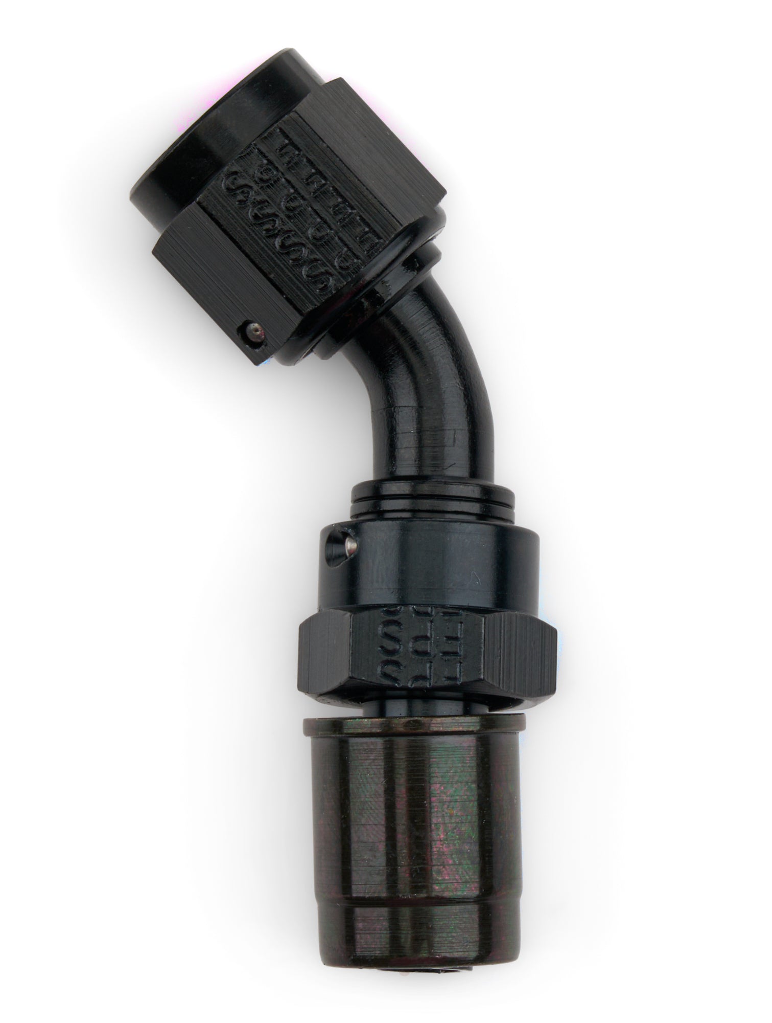 6AN Real ST Crimp On 45 Deg Hose End Black