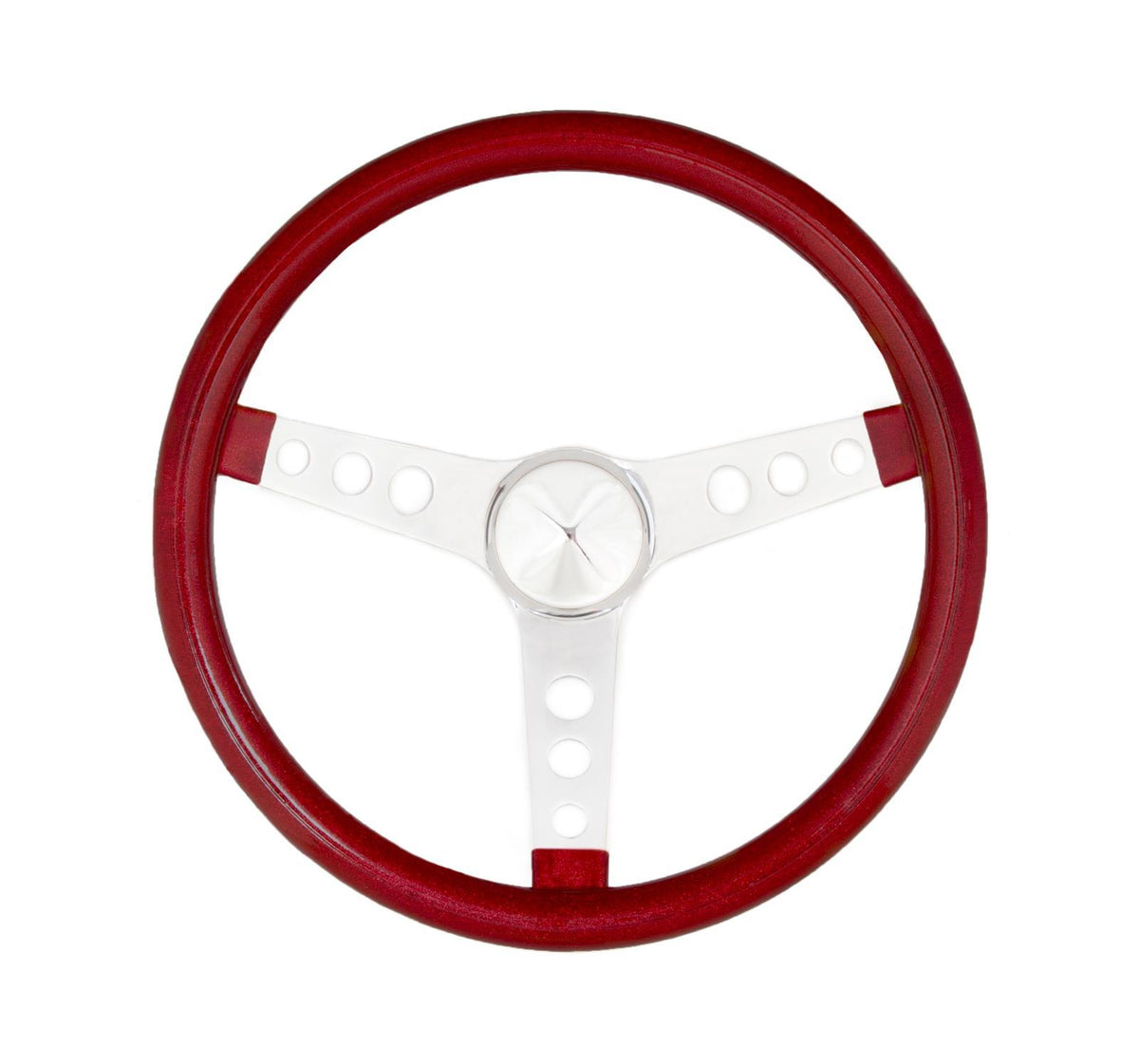 Steering Wheel Mtl Flake Red/Spoke Chrm 15