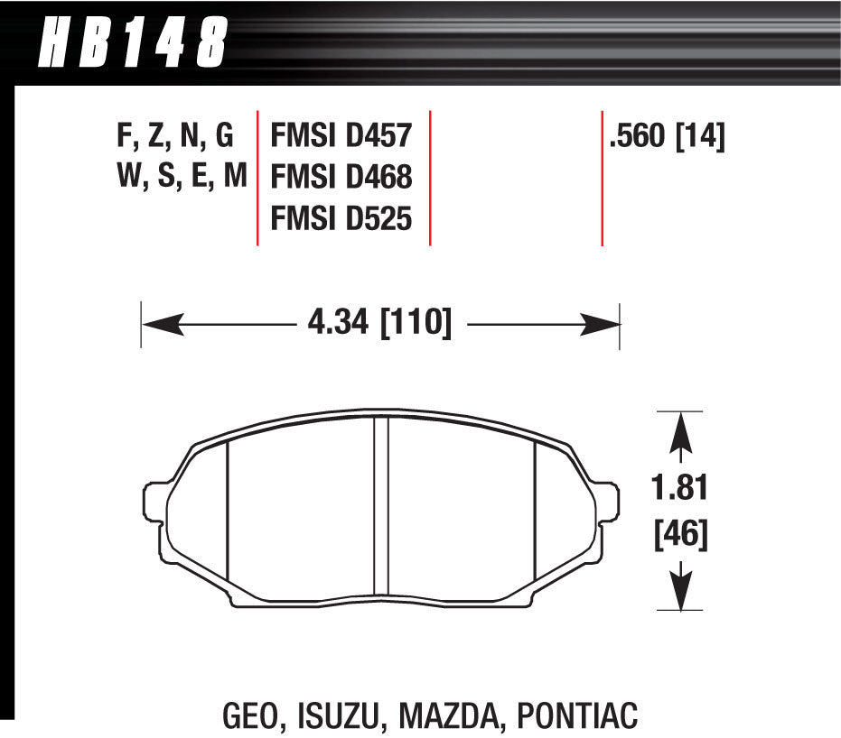 Brake Pad 91-94 Miata Front DTC-30
