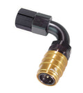 6AN 90Deg FM Elbow Valved Quick Connect BLK