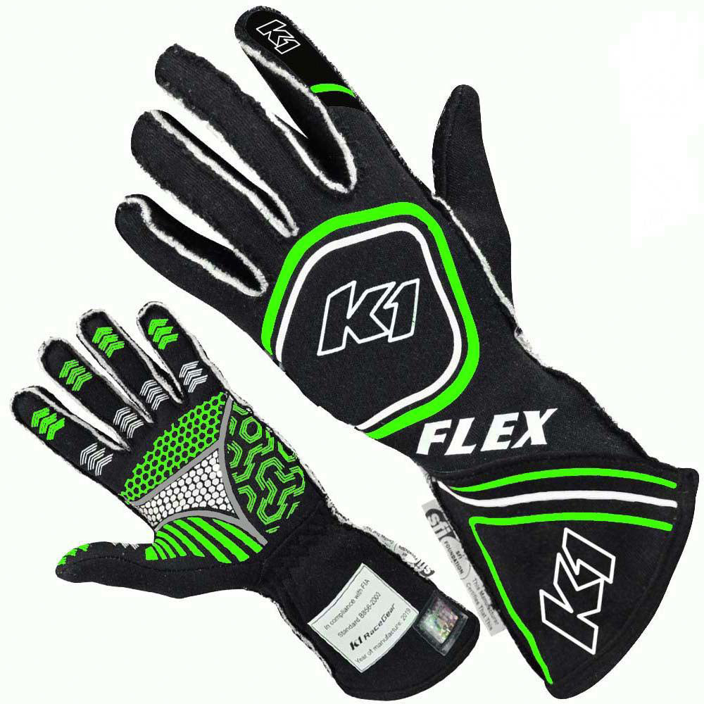 Glove Flex X-Large Black / Flo Green SFI 3.3/5