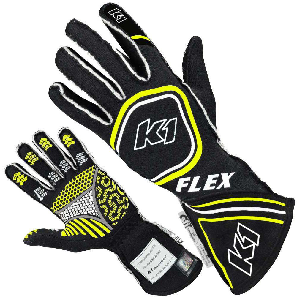 Glove Flex X-Large Black / Flo Yellow SFI 3.3/5