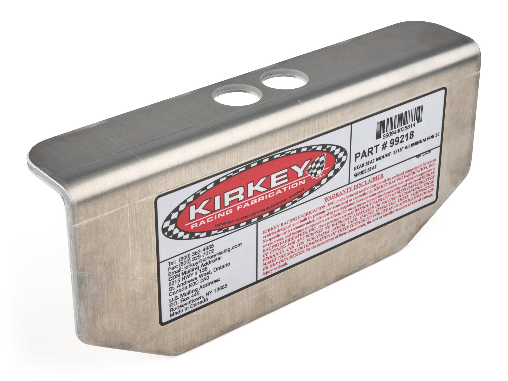 Seat Mount Rear 3 / 16 Aluminum For 35 Series