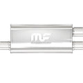 Stainless Muffler 2.5in Inlet Offset/Dual 2.25in
