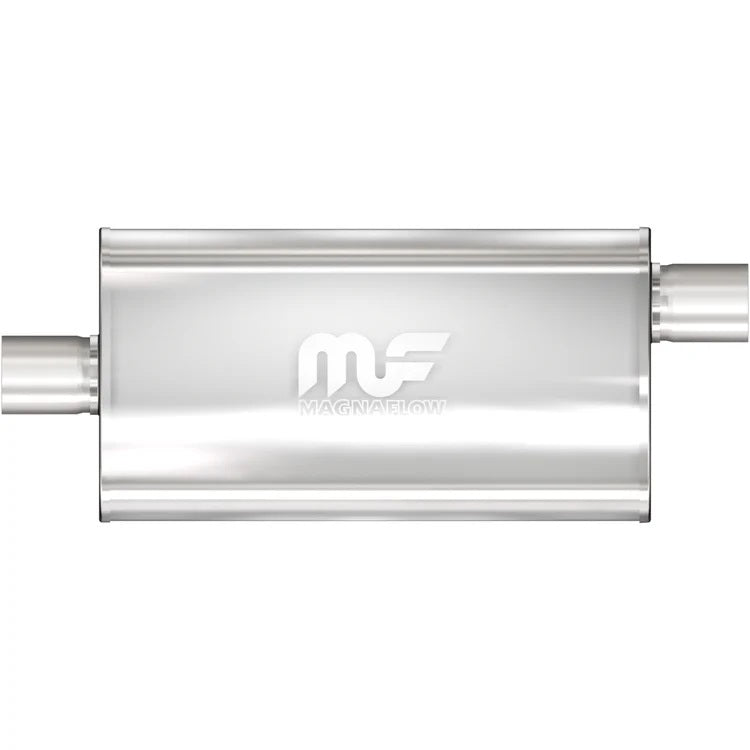 Stainless Muffler 3in Center In / Offset Out
