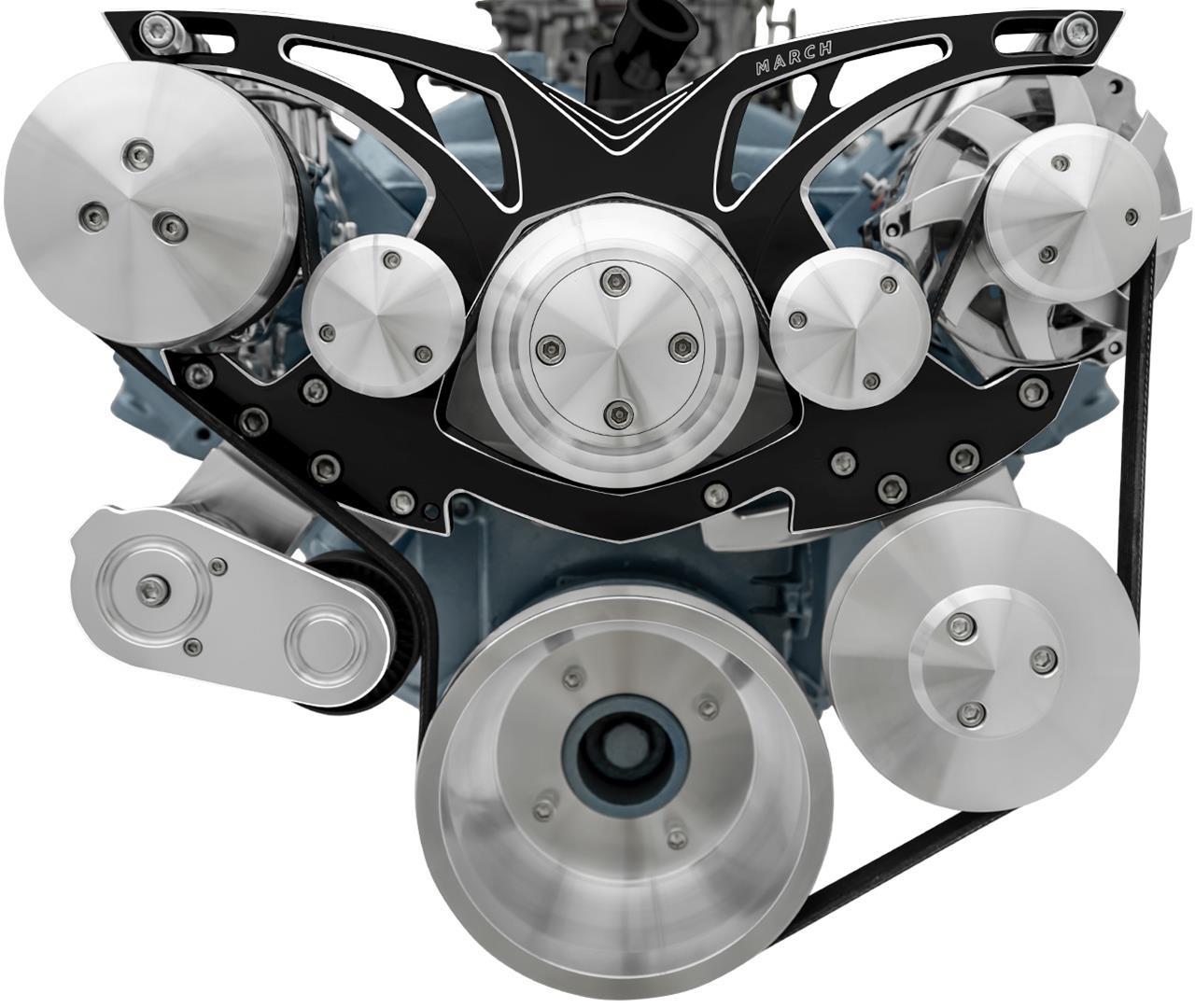 Pontiac V8 Style Track Serpentine Kit Blk Onyx