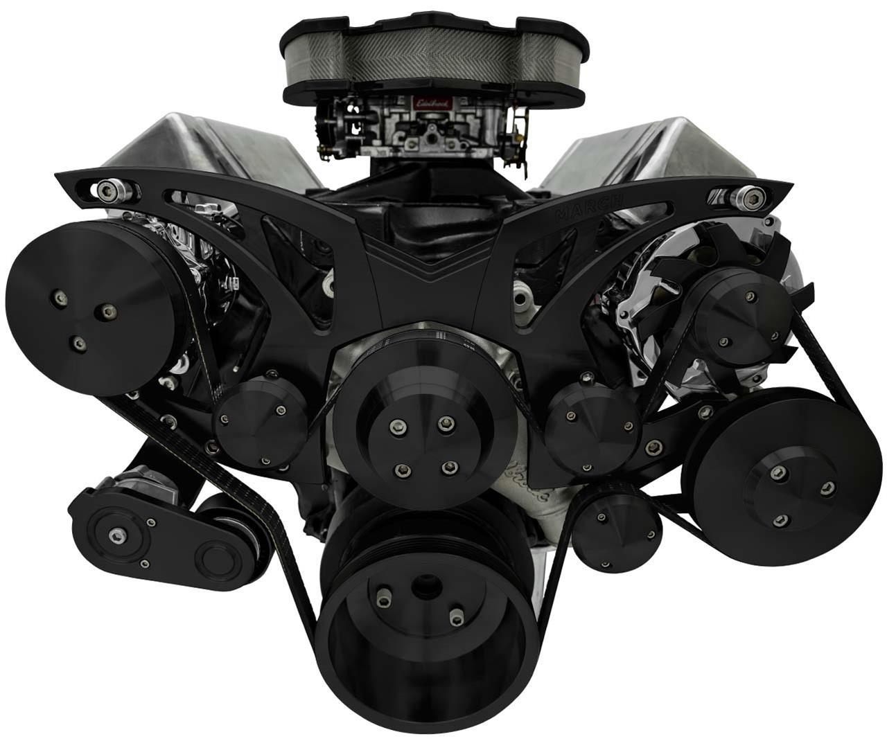 429-460 BBF Style Track Serpentine Kit W/ AC Blk