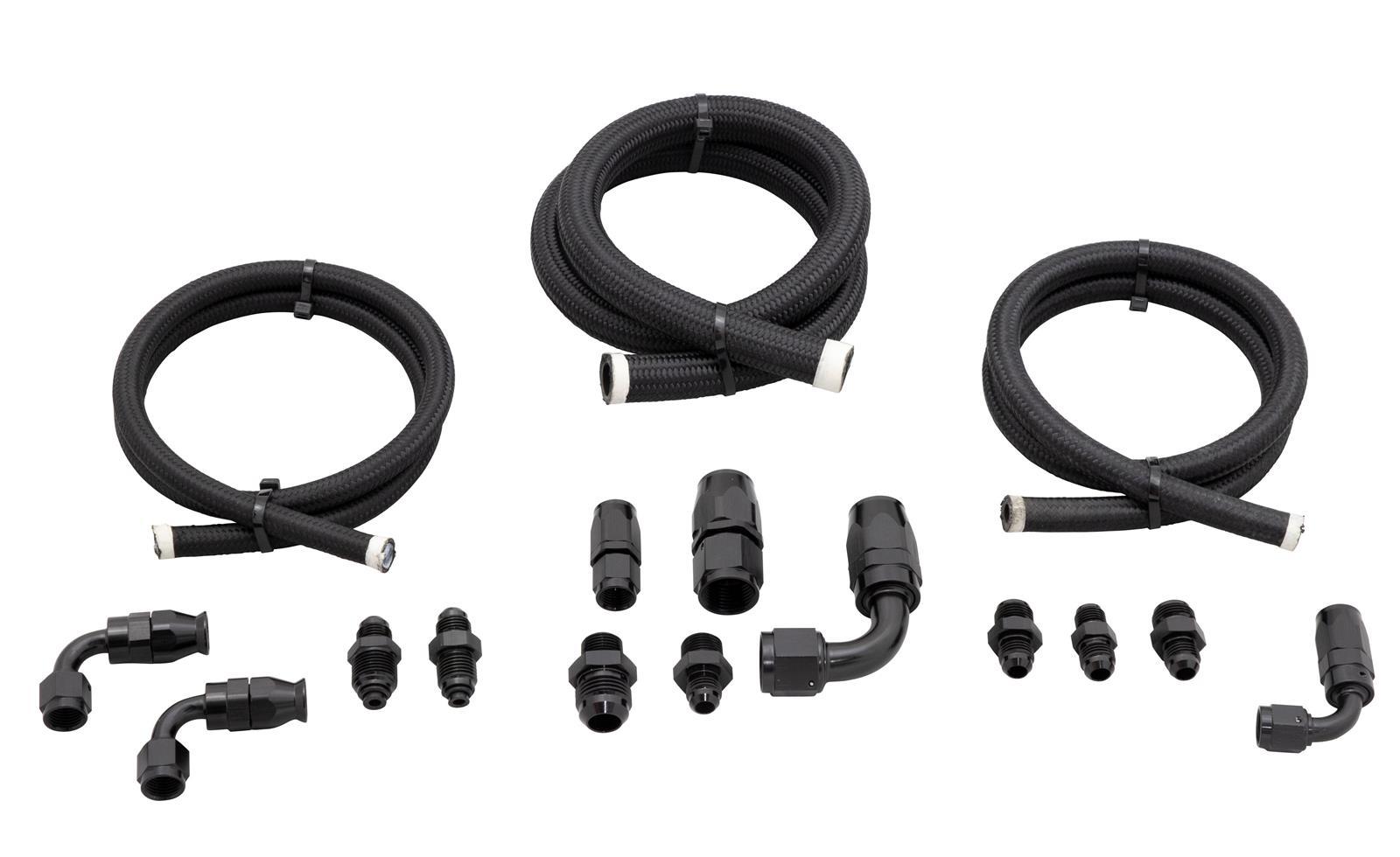Braided P/S Line Kit Remote Reservoir Black