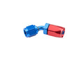 4AN 45Deg Female Alum Hose End Red Blue