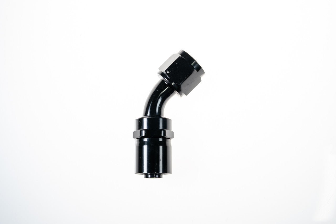 8AN 45 Degree Crimp Hose End Black