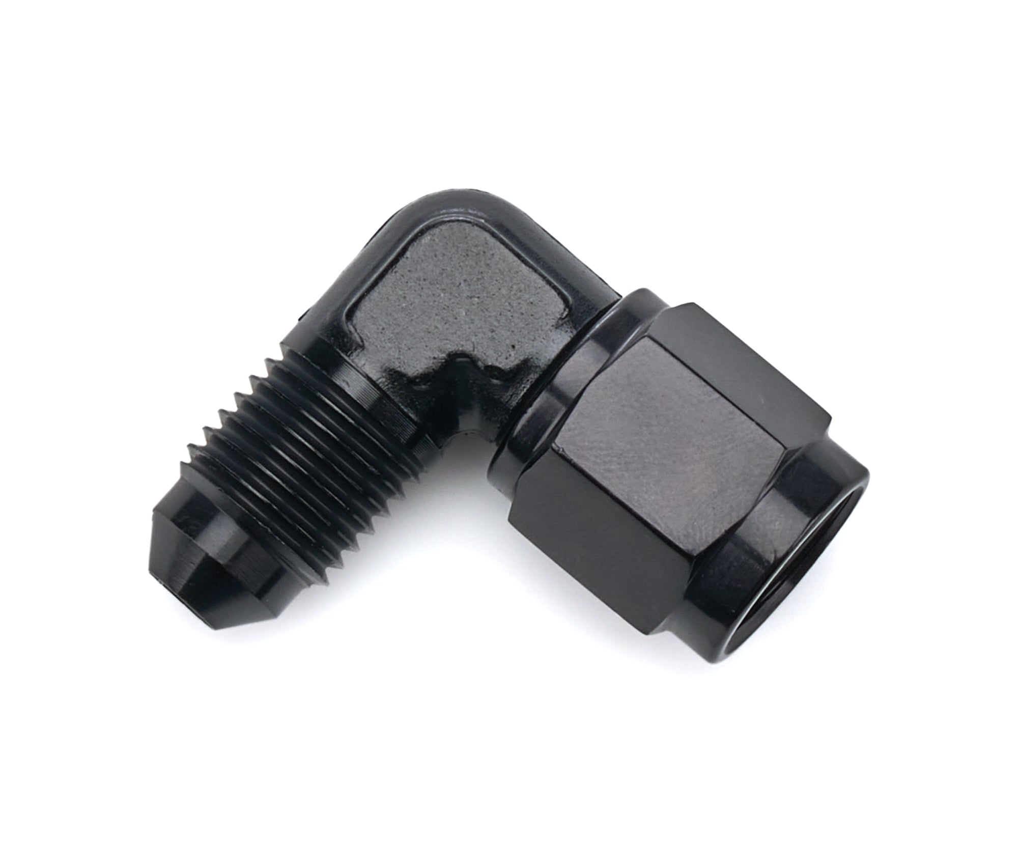 4AN male to 4AN Female Fitting  90-Deg  Black