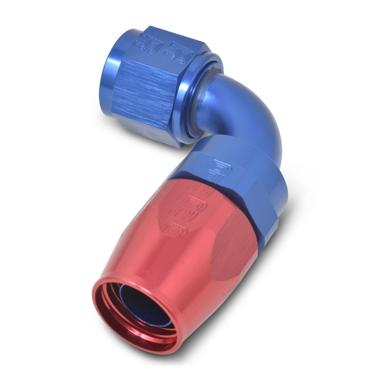 20AN 90Deg Hose End Blue/Red
